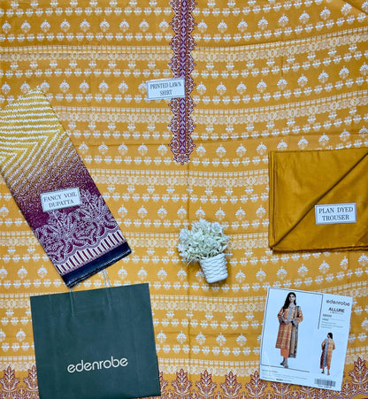 Edenrobe Lawn Lawn | Unstitched Collection 3 Pieces Casual Wear