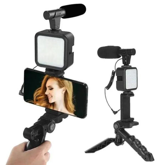 Ay-49 Video Making Kit, Vlogging Tripod Triple Band Light