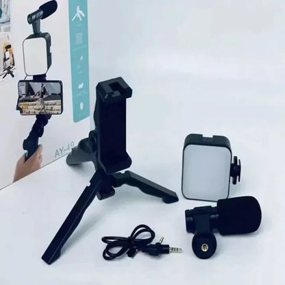 Ay-49 Video Making Kit, Vlogging Tripod Triple Band Light