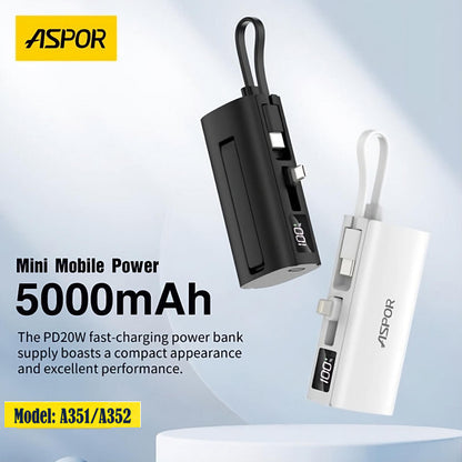 Aspor A351/A352 5000mAh Mini Pocket Power Bank