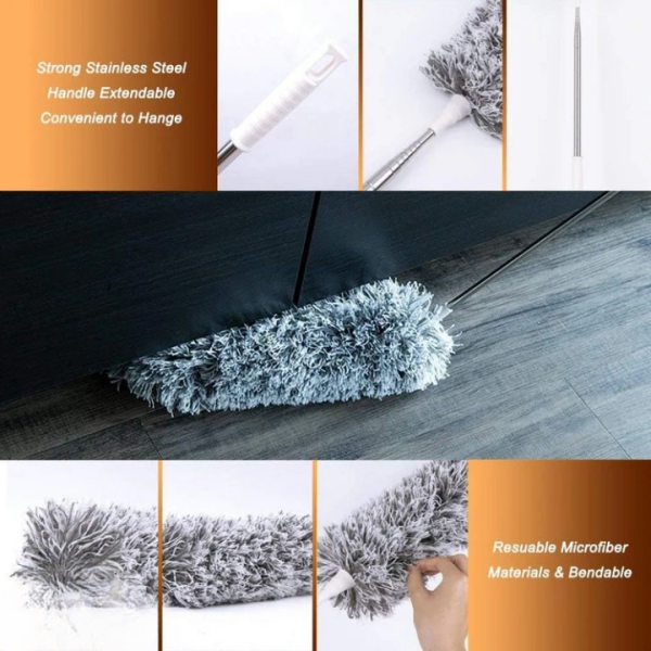 Extendable Telescope Microfiber Duster, Long Handle For Cleaning Dust, Dirt and Stains