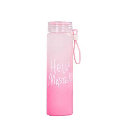 Frosted Glass Water Bottle With Hello Master Decal Logo – 400ml