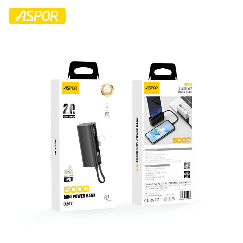 Aspor A351/A352 5000mAh Mini Pocket Power Bank