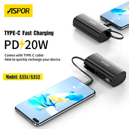 Aspor A351/A352 5000mAh Mini Pocket Power Bank